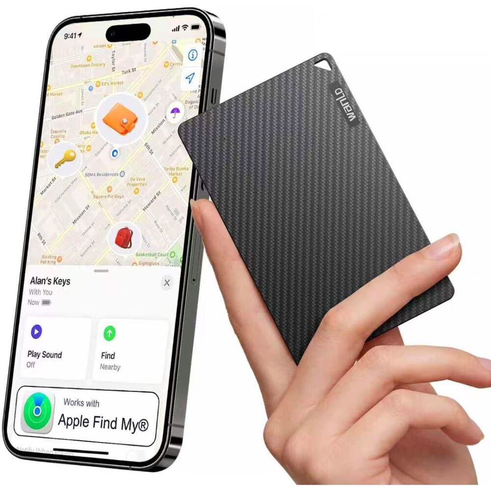 Wallet Tracker Card for Apple Find My MFi Certified Ultra Slim Rechargeable iOS